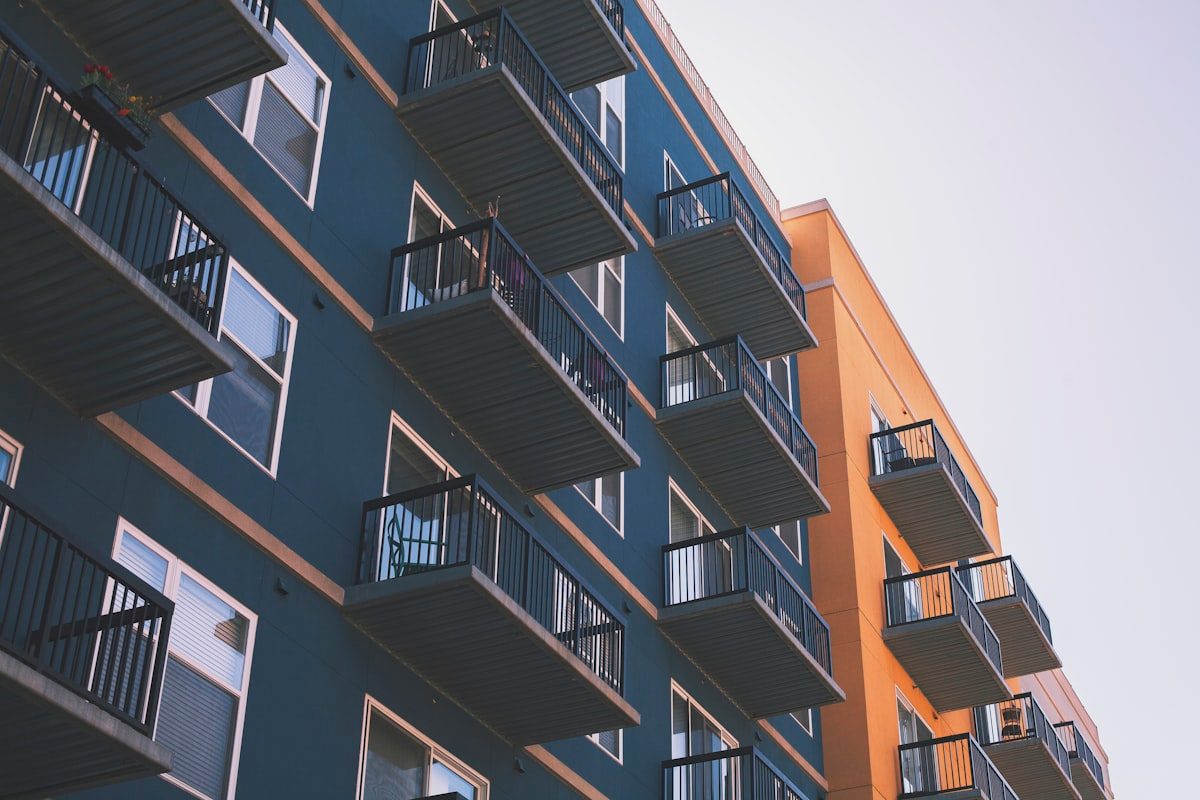 The facade of a residential apartment building